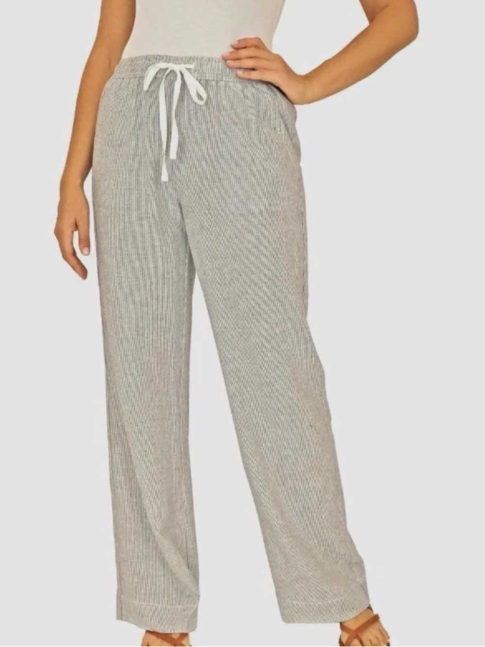 NWOT Briggs Linen Blend Stripe Casual Pants